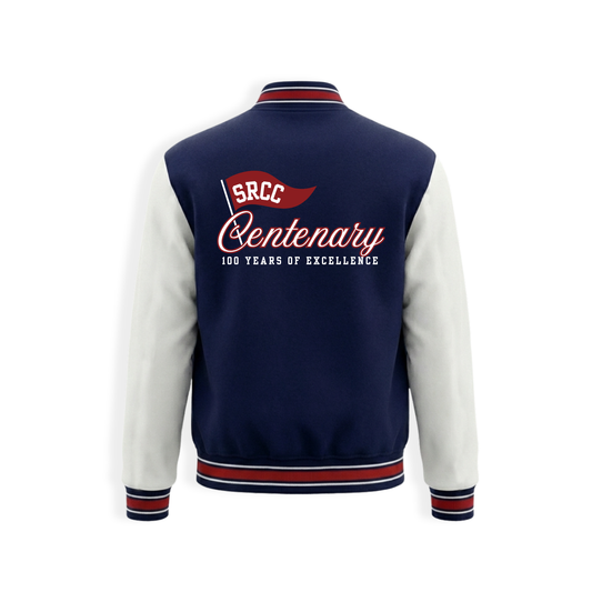 SRCC Navy Blue-Off White (Red ribs) Varsity Jacket