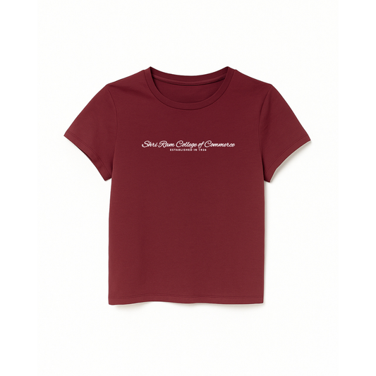 SRCC Dark Red Crop Fitted T-Shirt